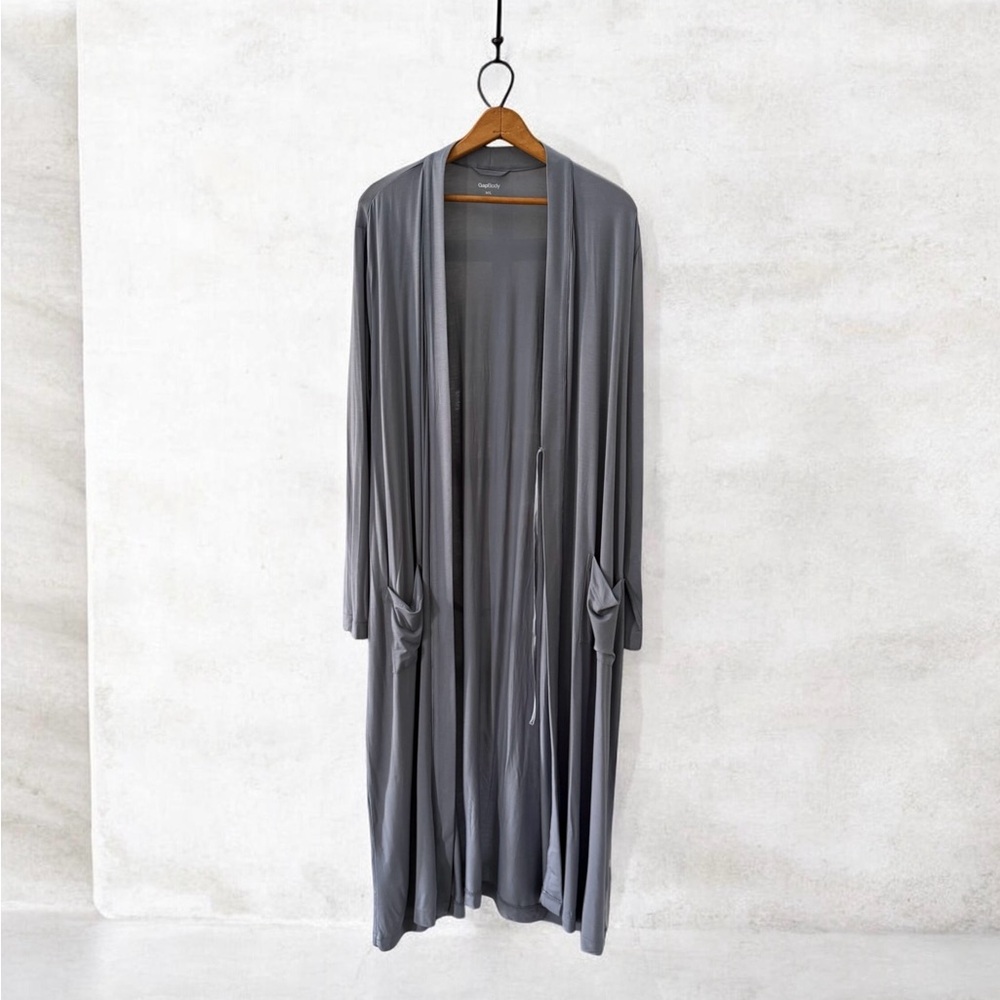 NWT The Gap Gray Slate Women's Long Robe Wrap Draped Loungewear! M/L NEW! - Picture 7 of 9